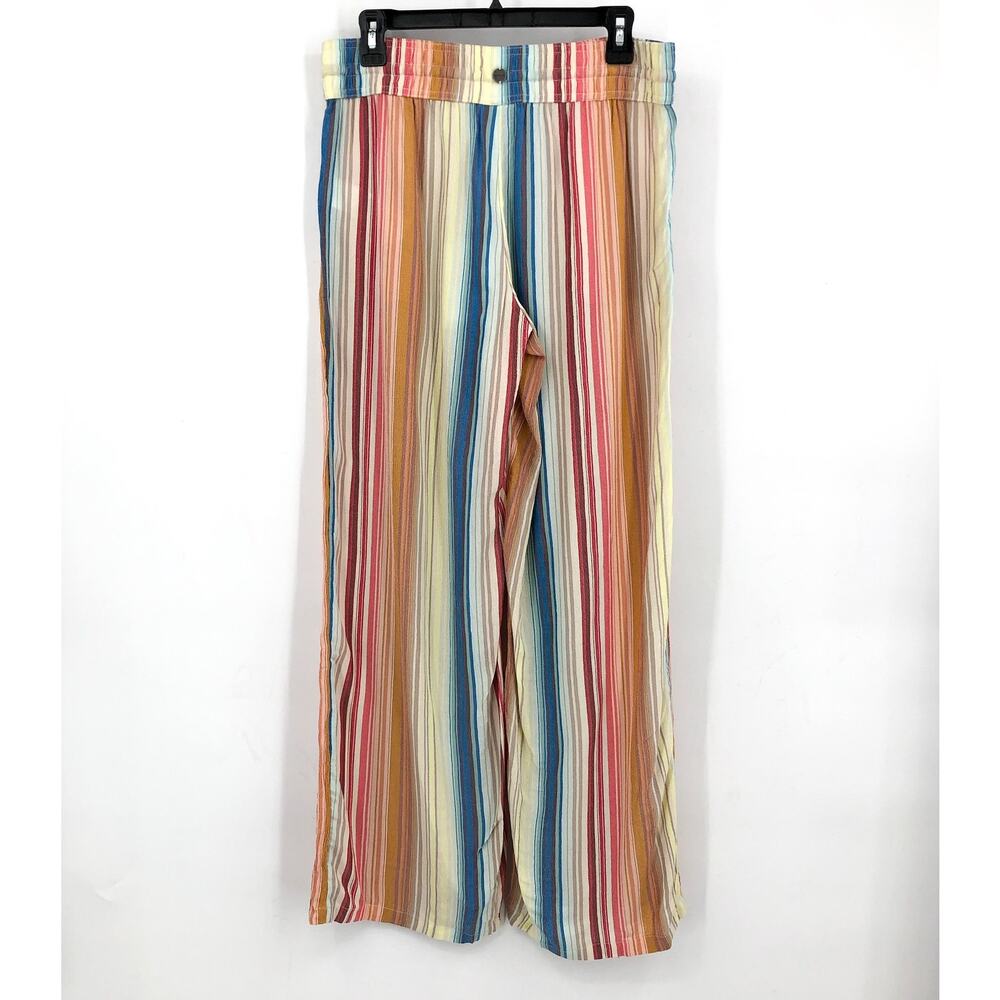 PRANA Women's Fernie Beach Pants Medium Gold Baja Stripe Wide Leg Mid Rise NWT - Picture 8 of 16